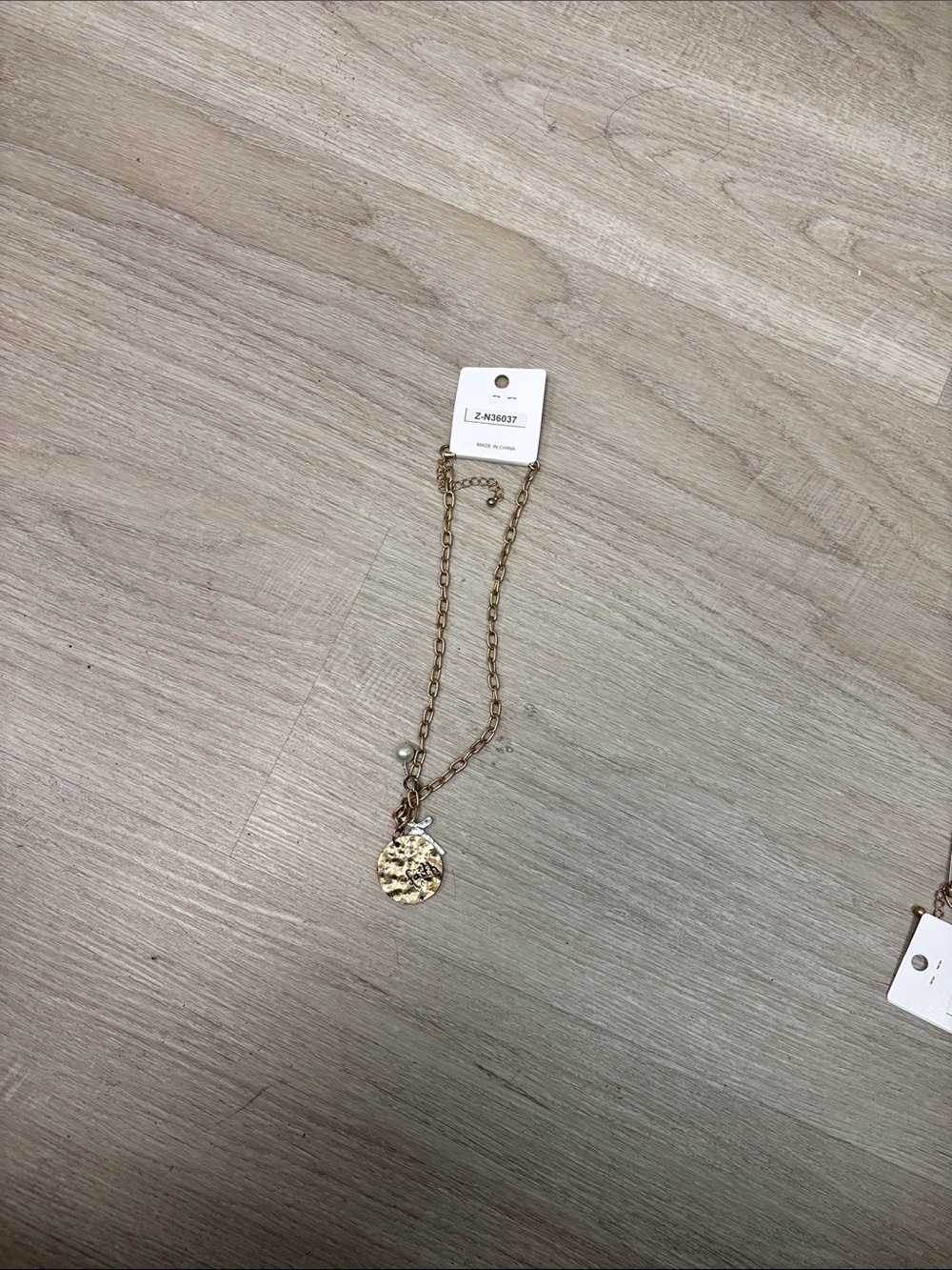 Faith personalized Gold Layered Chain Necklace with Textured Medallion/pearl/cr